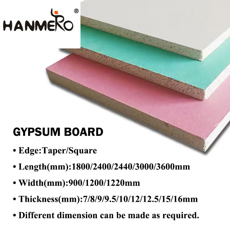 High Quality Favorable Price Raw Material 9Mm Moisture Resistant Gypsum Board