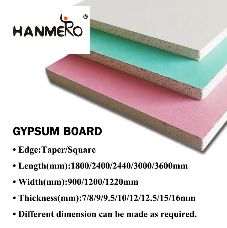 Standard Size Fire Rated Gypsum Plaster Board Ceiling 12MM Thick