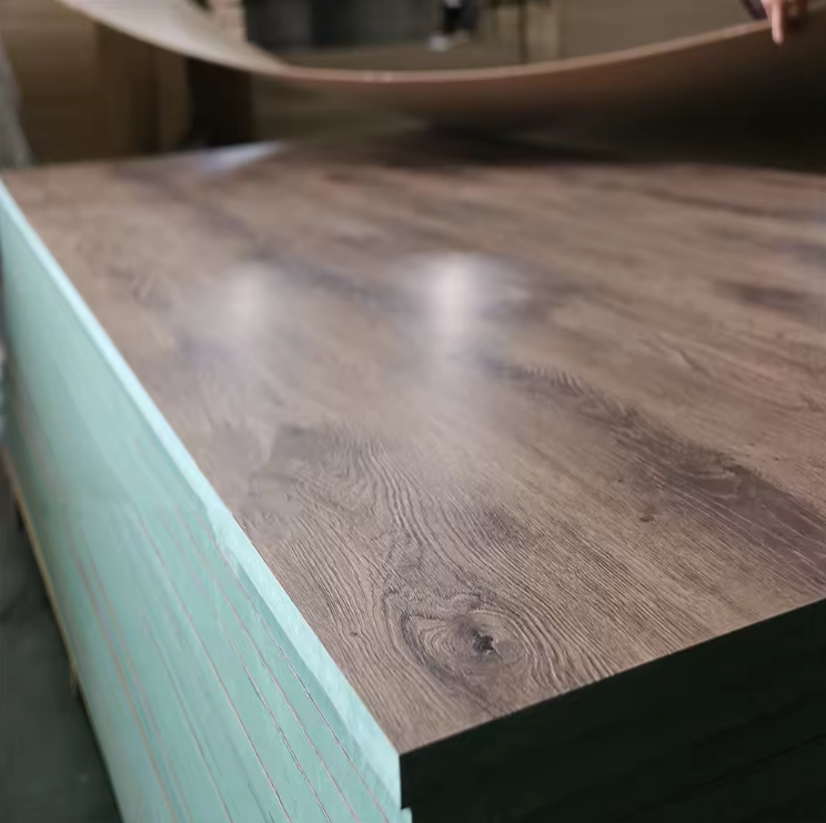 Woodgrain Melamine Color Waterproof Moisture Resistant HMR MDF Board for Cabinet Making