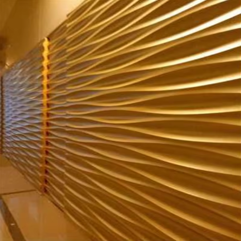 Wall Panel 3D Wave MDF Modern Laser Embossed 3D Wave MDF for TV Setting Wall Decorative