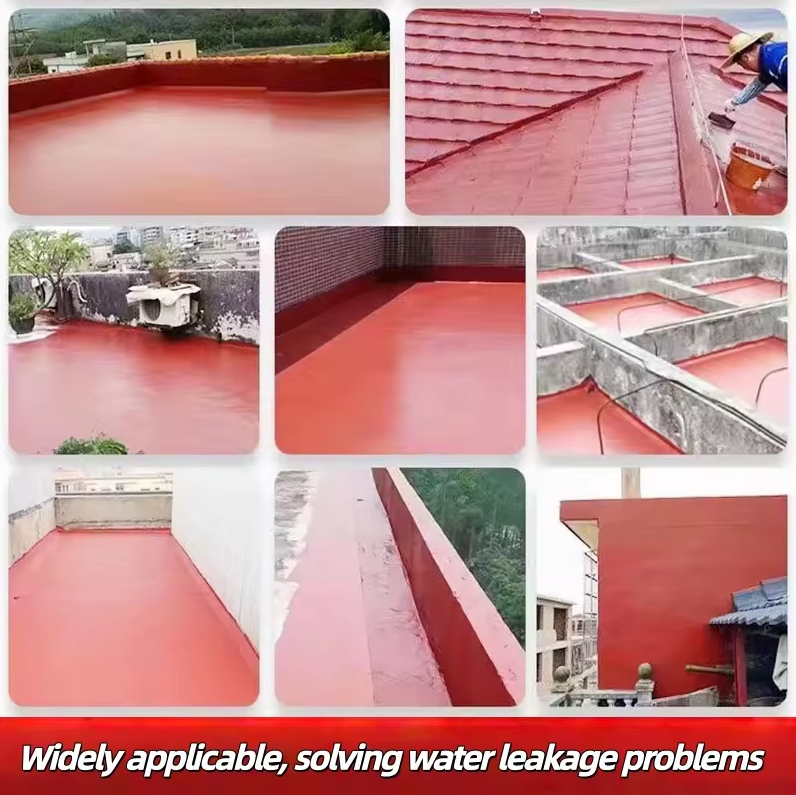 Red Rubber Elastomer Waterproof Coating Universal Indoor/Outdoor Material for Roof Renovation Wall Crack Sealing